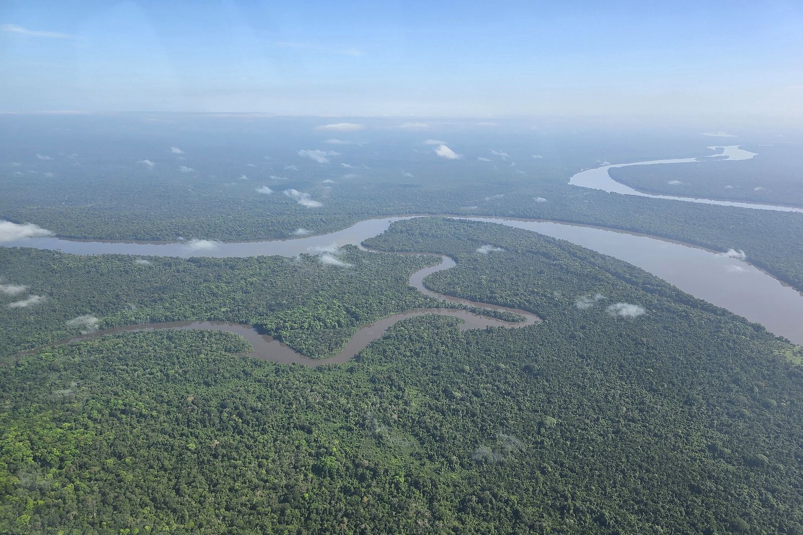 Rainforest and river confluence in the Sipaliwini District of Suriname